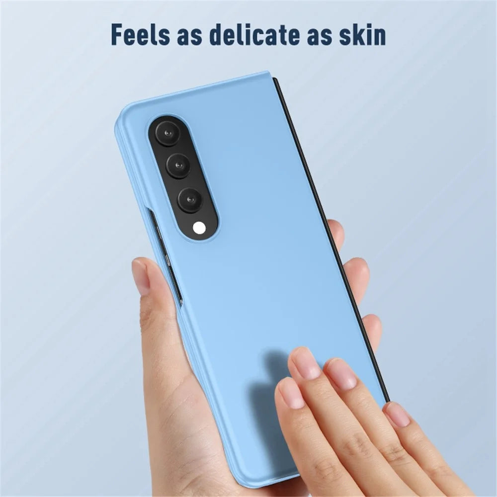 For Samsung Galaxy Z Fold4 5G Folding Phone Case Skin-touch Matte Finish Hard PC Back Cover - Blue - 4