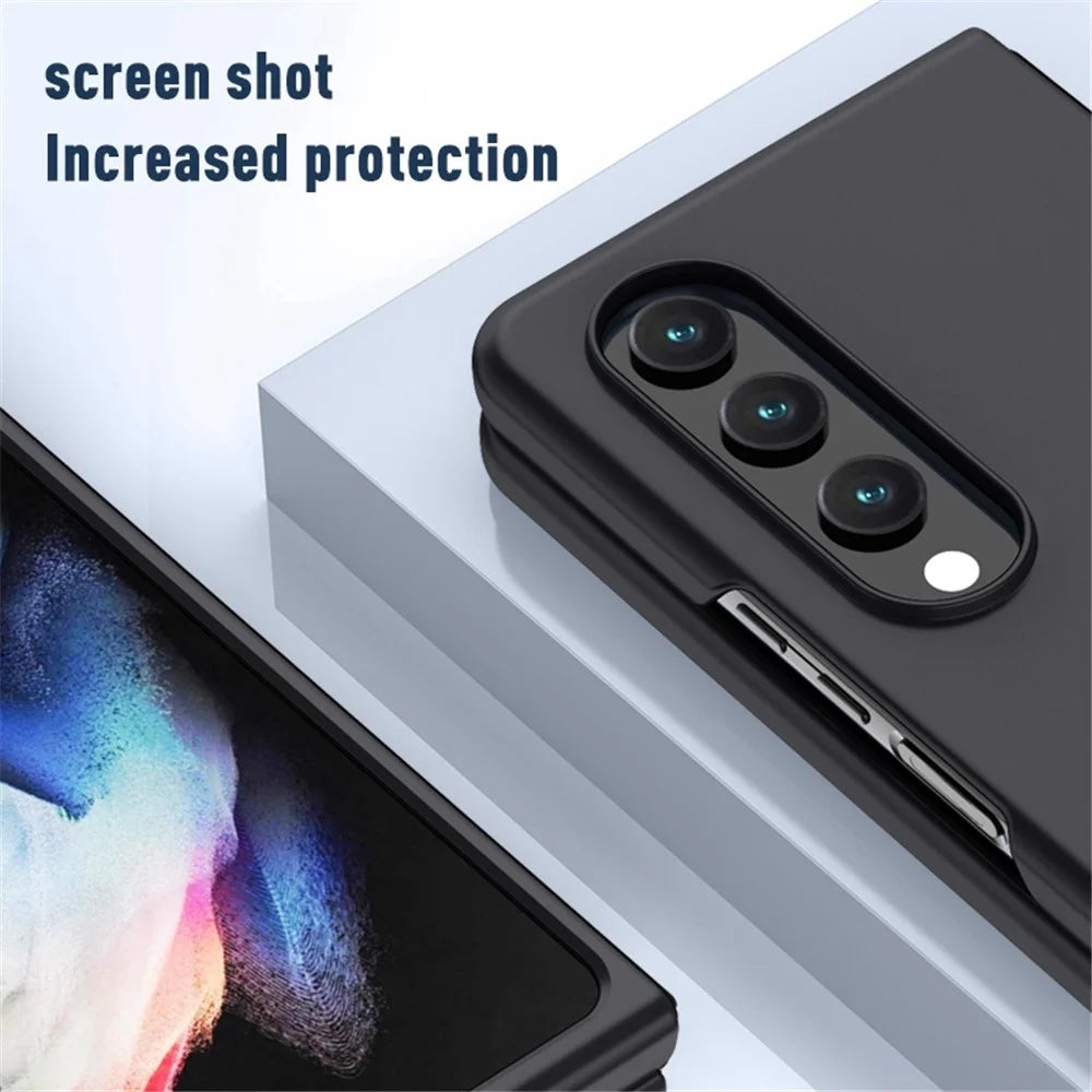 For Samsung Galaxy Z Fold4 5G Folding Phone Case Skin-touch Matte Finish Hard PC Back Cover - Blue - 5