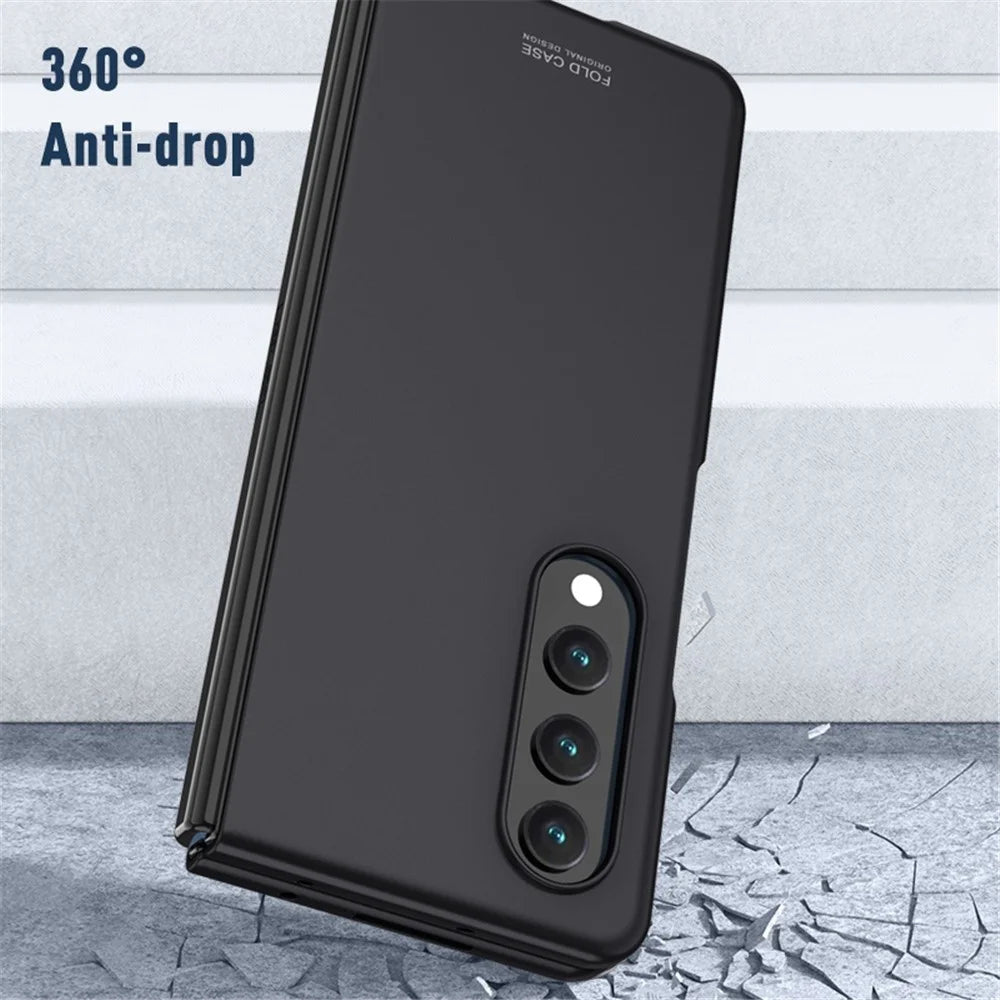 For Samsung Galaxy Z Fold4 5G Folding Phone Case Skin-touch Matte Finish Hard PC Back Cover - Blue - 6