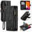 For iPhone 12 mini Phone Cases with Strap CASEME C30 Zipper Multiple Card Holder PU Leather Cover - Black - 1