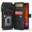 For iPhone 12 mini Phone Cases with Strap CASEME C30 Zipper Multiple Card Holder PU Leather Cover - Black - 3