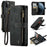 For iPhone 11 Pro Max Phone Cases with Strap CASEME C30 Zipper Multiple Card Holder PU Leather Cover - Black - 1