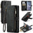 For iPhone XR Phone Cases with Strap CASEME C30 Zipper Multiple Card Holder PU Leather Cover - Black - 1