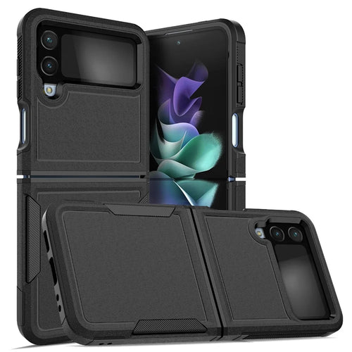 For Samsung Galaxy Z Flip4 5G Hard PC + Soft TPU Protective Phone Cover Anti-drop Hybrid Case - Black - 1