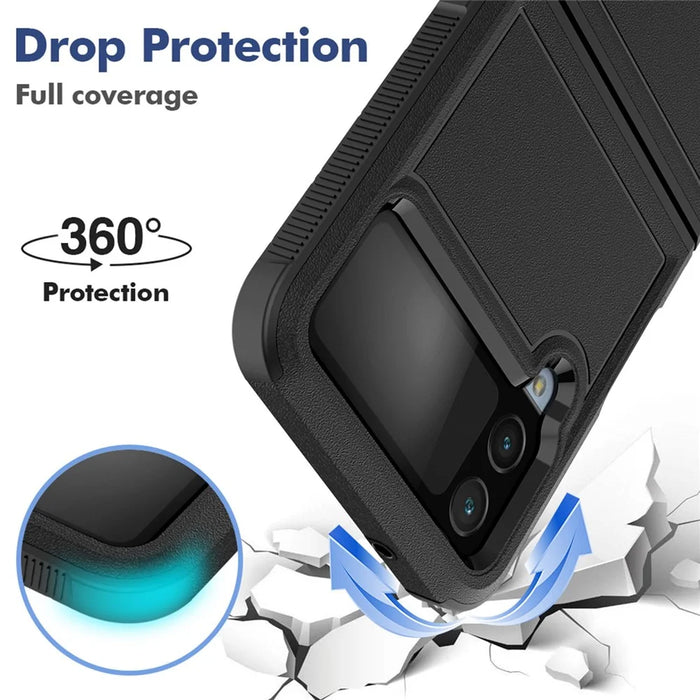 For Samsung Galaxy Z Flip4 5G Hard PC + Soft TPU Protective Phone Cover Anti-drop Hybrid Case - Black - 3
