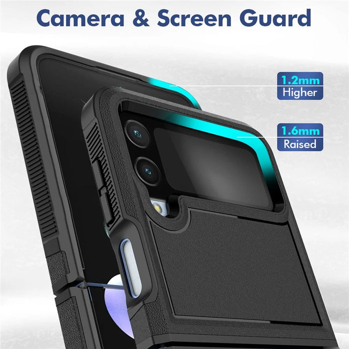 For Samsung Galaxy Z Flip4 5G Hard PC + Soft TPU Protective Phone Cover Anti-drop Hybrid Case - Black - 5