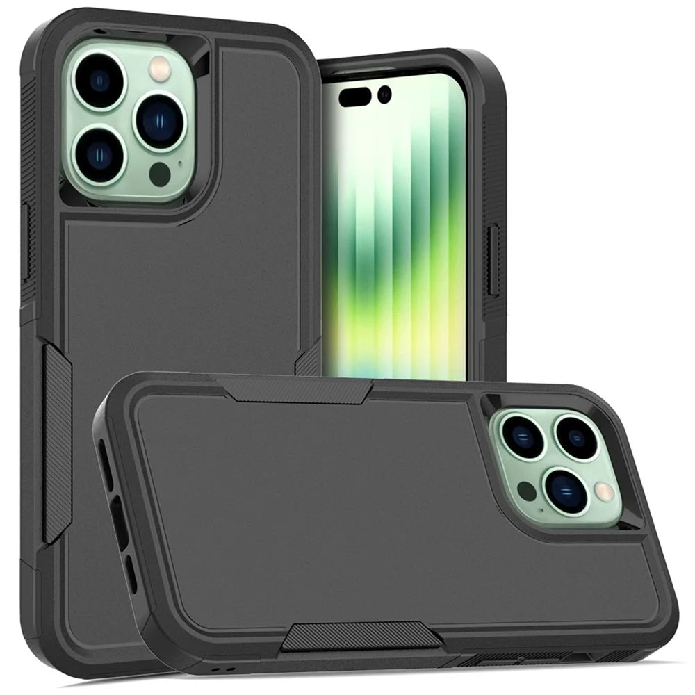 For iPhone 14 Pro Max 6.7 inch Hard PC + Soft TPU Dual Layer Protection Case Anti-scratch Phone Cover - Black - 1