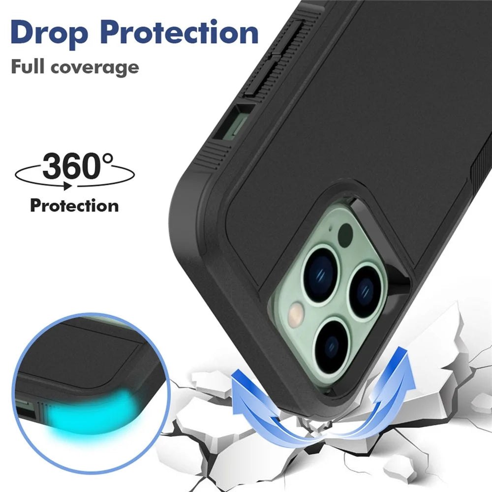 For iPhone 14 Pro Max 6.7 inch Hard PC + Soft TPU Dual Layer Protection Case Anti-scratch Phone Cover - Black - 3