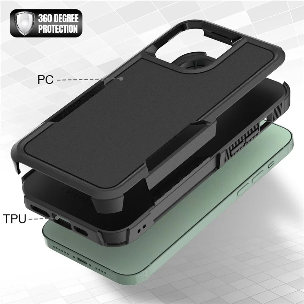 For iPhone 14 Pro Max 6.7 inch Hard PC + Soft TPU Dual Layer Protection Case Anti-scratch Phone Cover - Black - 4