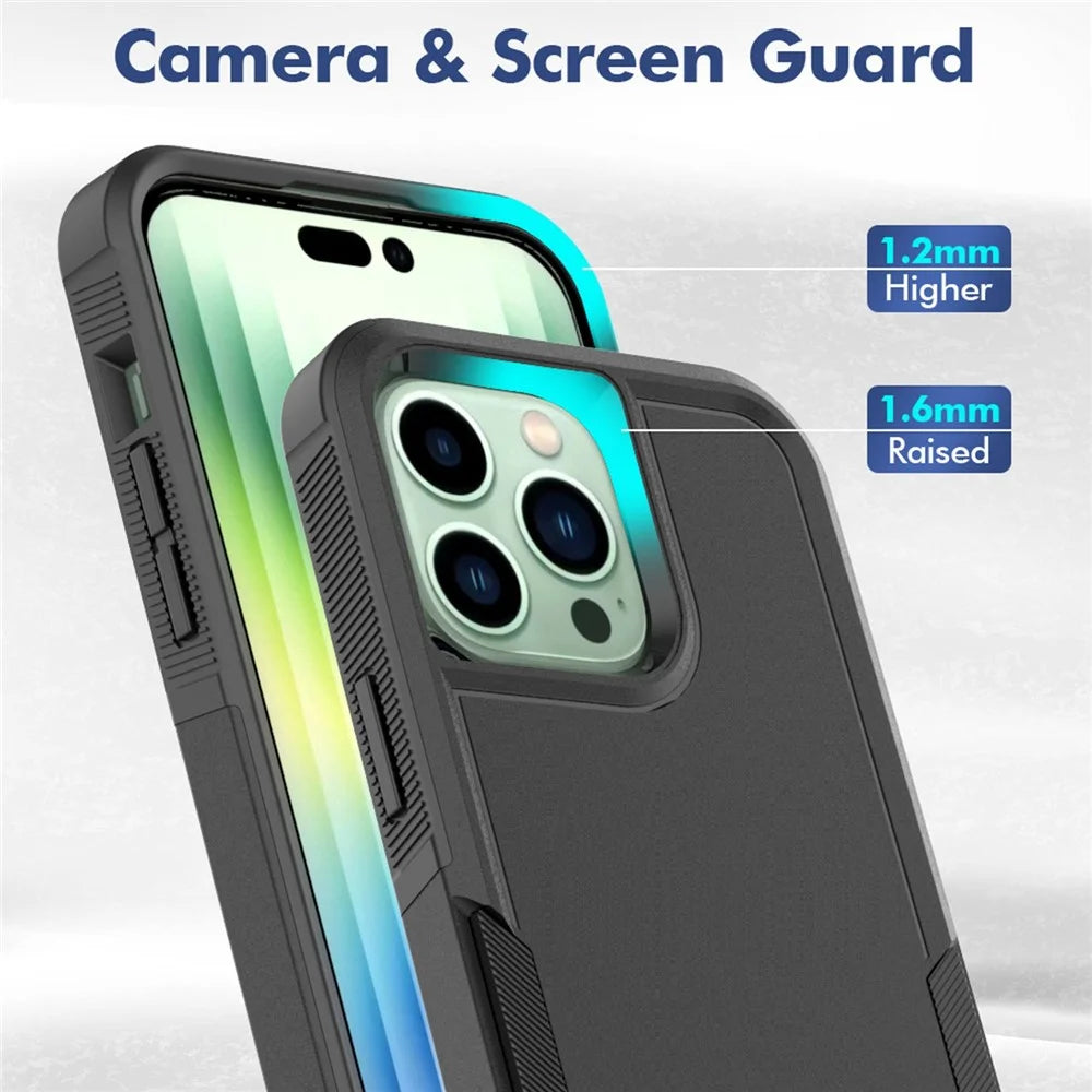 For iPhone 14 Pro Max 6.7 inch Hard PC + Soft TPU Dual Layer Protection Case Anti-scratch Phone Cover - Black - 5
