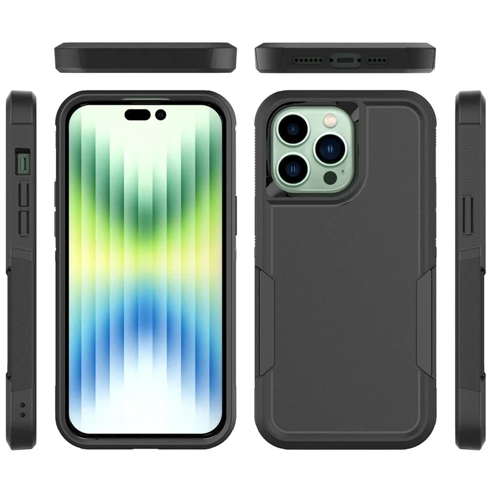 For iPhone 14 Pro Max 6.7 inch Hard PC + Soft TPU Dual Layer Protection Case Anti-scratch Phone Cover - Black - 6