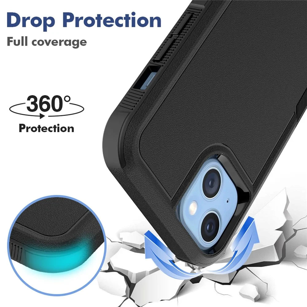 For iPhone 14 Plus 6.7 inch Phone Case Shell Anti-fingerprint Hard PC+TPU Mobile Phone Cover - Black - 3
