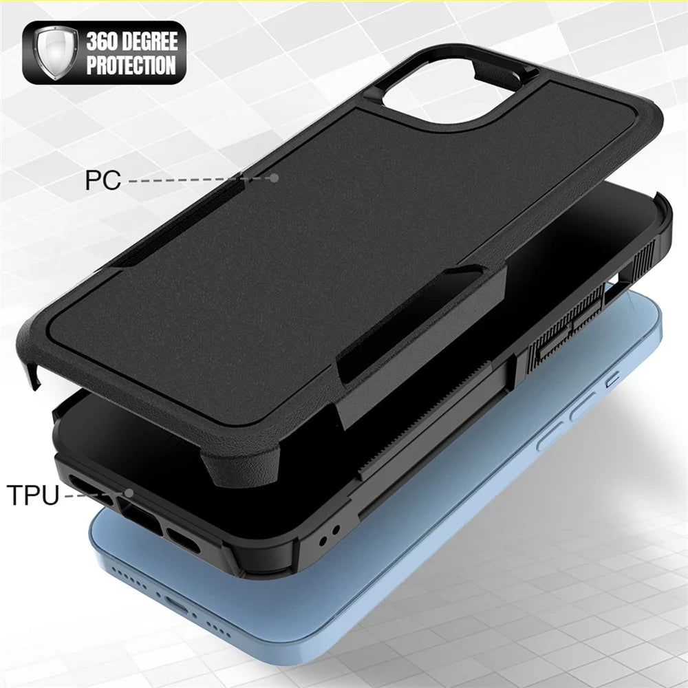 For iPhone 14 Plus 6.7 inch Phone Case Shell Anti-fingerprint Hard PC+TPU Mobile Phone Cover - Black - 4
