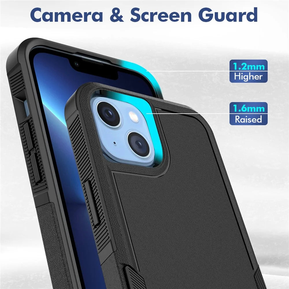 For iPhone 14 Plus 6.7 inch Phone Case Shell Anti-fingerprint Hard PC+TPU Mobile Phone Cover - Black - 5