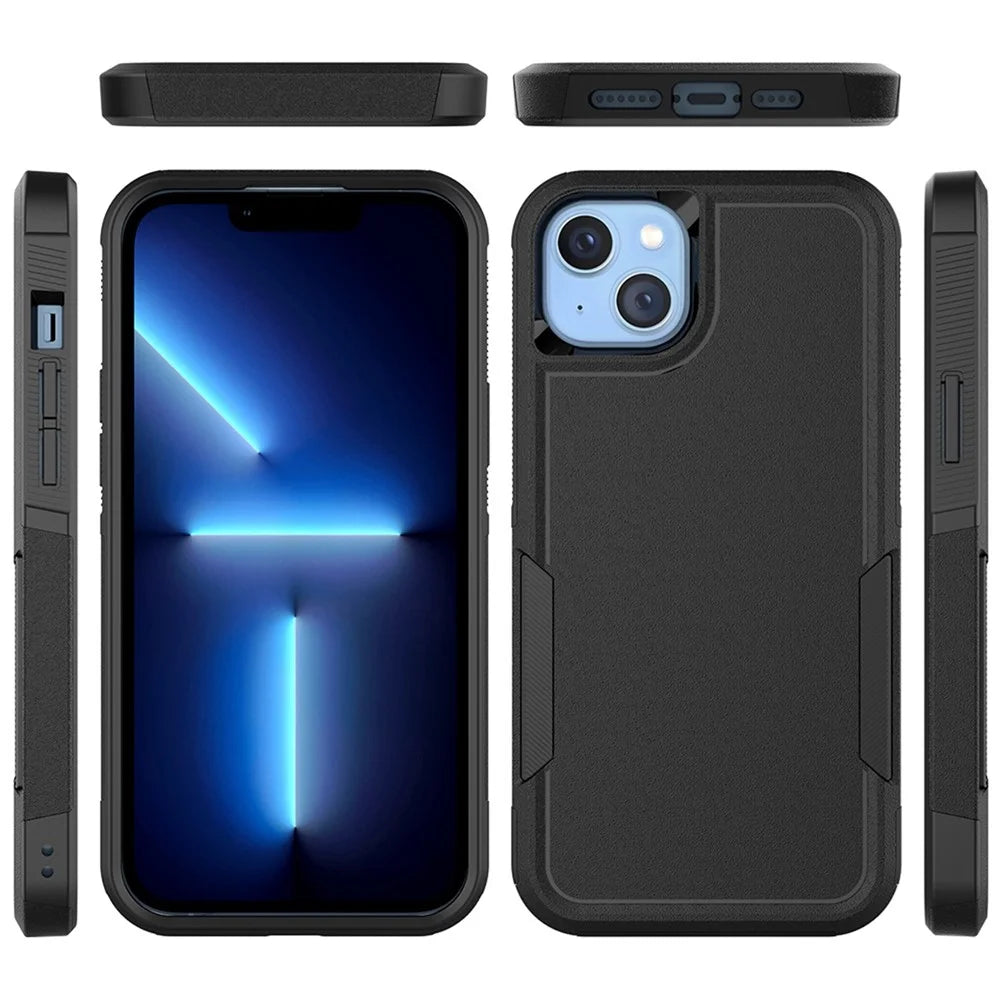 For iPhone 14 Plus 6.7 inch Phone Case Shell Anti-fingerprint Hard PC+TPU Mobile Phone Cover - Black - 6