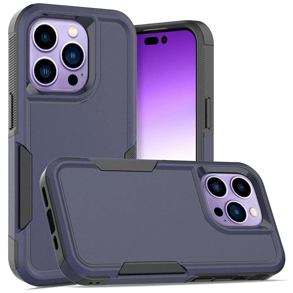 Smartphone Case for iPhone 14 Pro 6.1 inch, Drop Protection Raised Edge PC+TPU Mobile Phone Cover - Dark Blue - 1