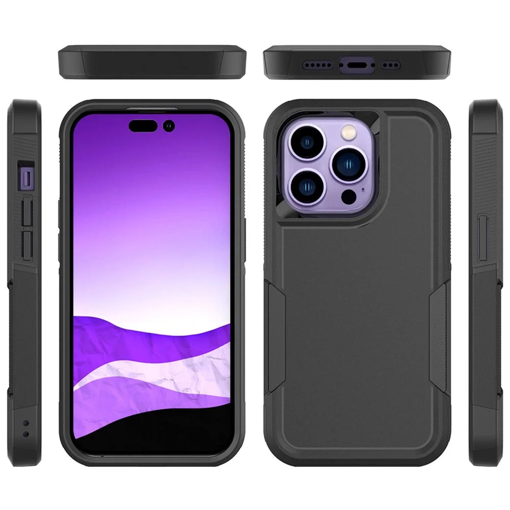 Smartphone Case for iPhone 14 Pro 6.1 inch, Drop Protection Raised Edge PC+TPU Mobile Phone Cover - Dark Blue - 6