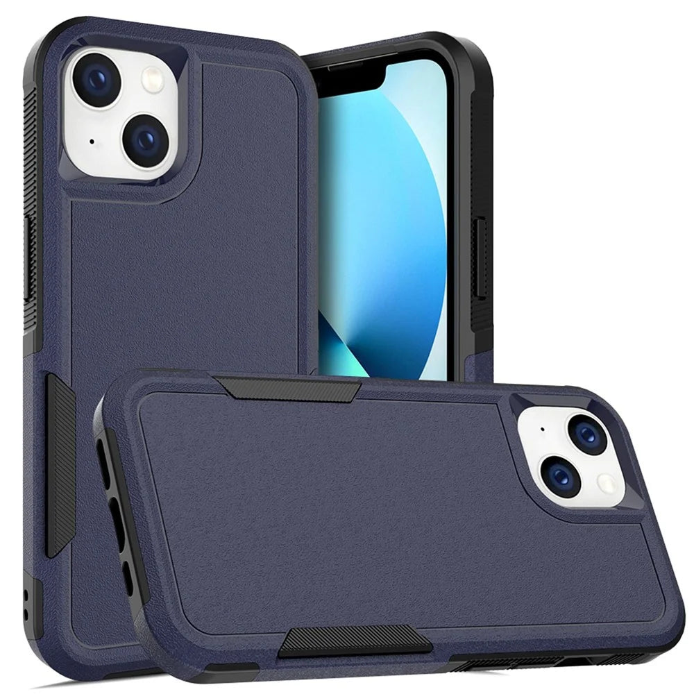 Cell Phone Case for iPhone 14 6.1 inch, Anti-scratch Raised Edge PC+TPU Mobile Phone Cover - Dark Blue - 1