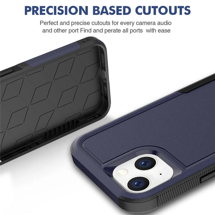 Cell Phone Case for iPhone 14 6.1 inch, Anti-scratch Raised Edge PC+TPU Mobile Phone Cover - Dark Blue - 2