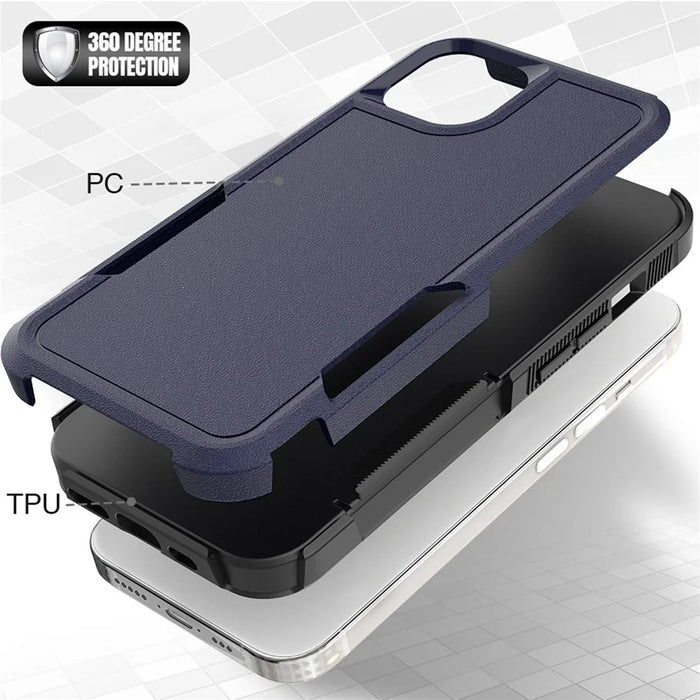 Cell Phone Case for iPhone 14 6.1 inch, Anti-scratch Raised Edge PC+TPU Mobile Phone Cover - Dark Blue - 4