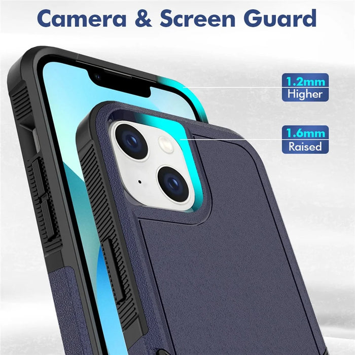 Cell Phone Case for iPhone 14 6.1 inch, Anti-scratch Raised Edge PC+TPU Mobile Phone Cover - Dark Blue - 5