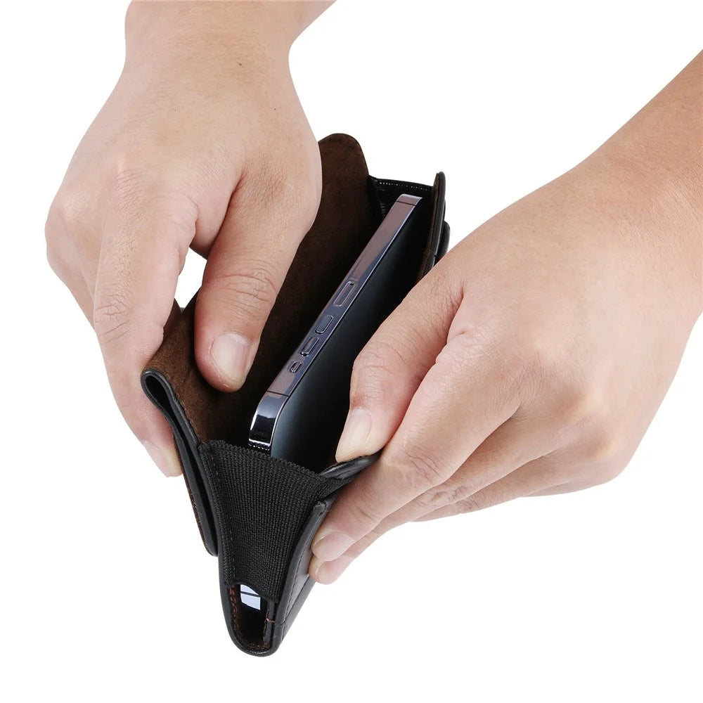 Cell Phone Belt Holster Waist Pouch Horizontal PU Leather Phone Bag Case, Size XL (Inner Size: 16x8.5x2cm) - 5