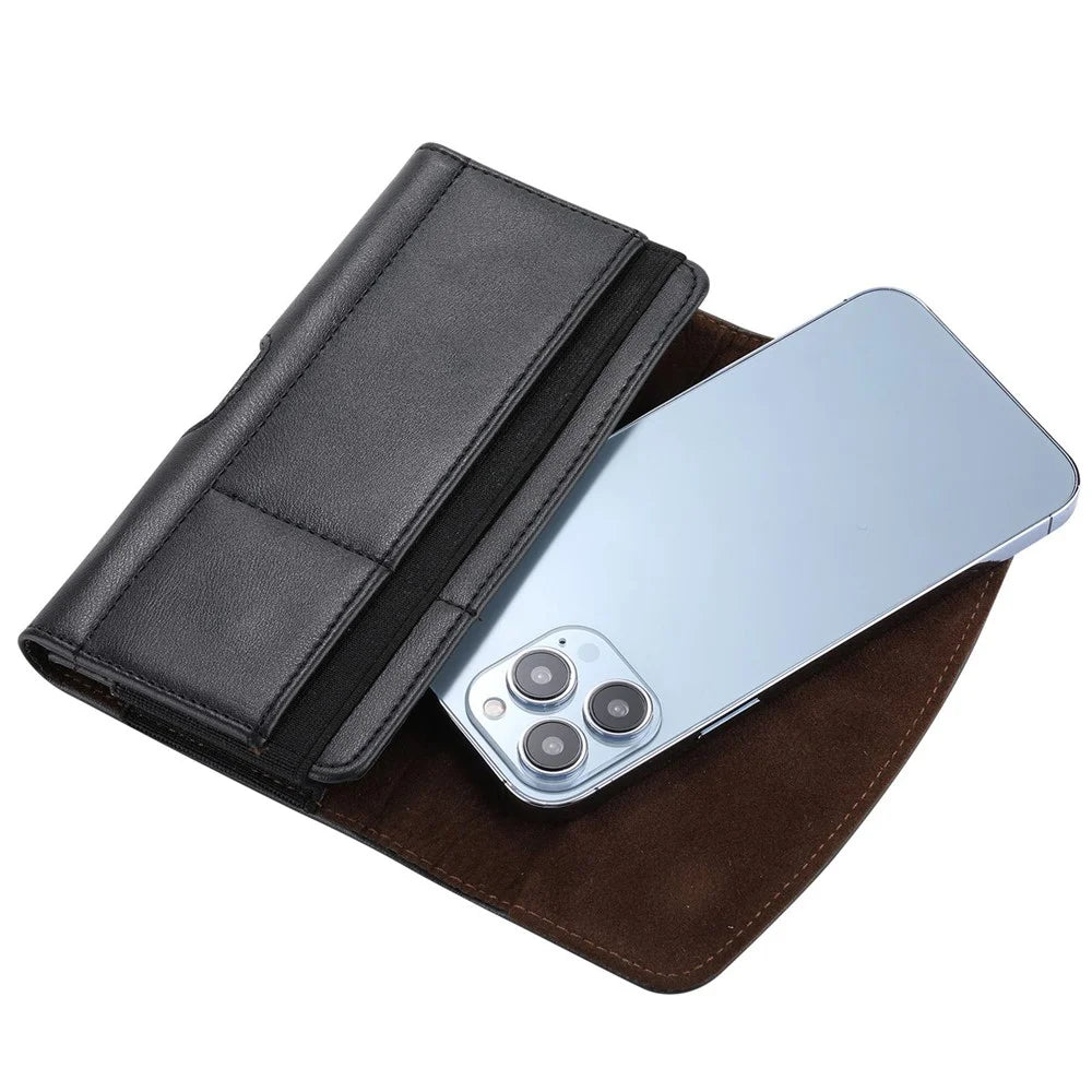 Cell Phone Belt Holster Waist Pouch Horizontal PU Leather Phone Bag Case, Size XL (Inner Size: 16x8.5x2cm) - 6