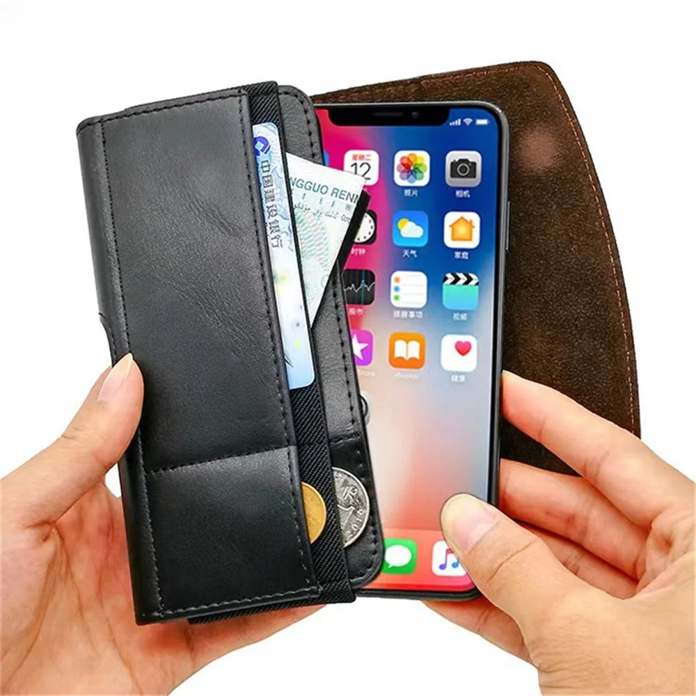 Cell Phone Belt Holster Waist Pouch Horizontal PU Leather Phone Bag Case, Size XL (Inner Size: 16x8.5x2cm) - 7