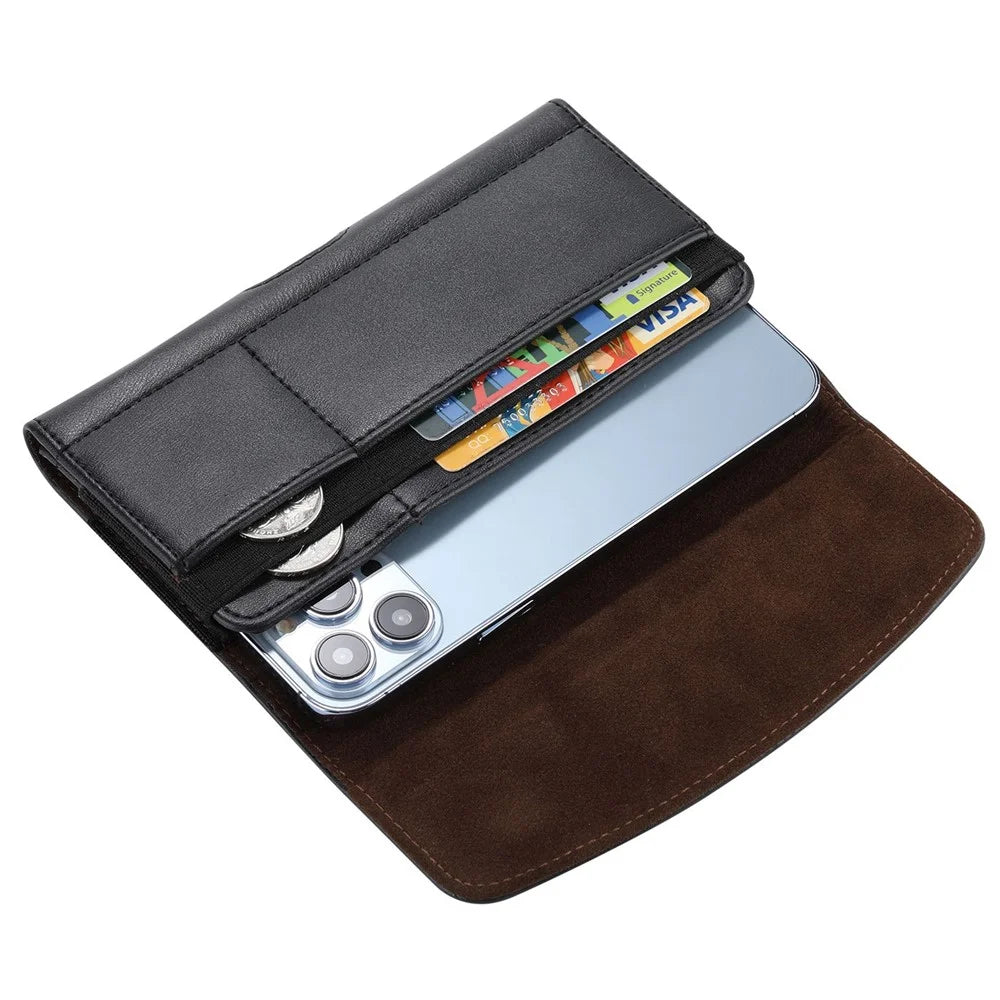 Multifunctional Phone Holster Case Horizontal PU Leather Belt Clip Waist Bag Pouch, Size XXXL (Inner Size: 18x9x2cm) - 2