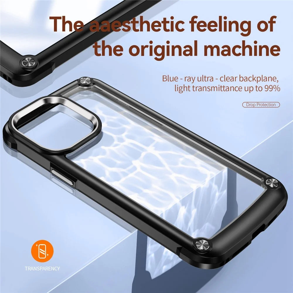 For iPhone 14 Pro Max 6.7 inch Drop-proof Phone Case Anti-scratch PC+TPU Mobile Phone Protective Back Cover Support Wireless Charging - Black - 3