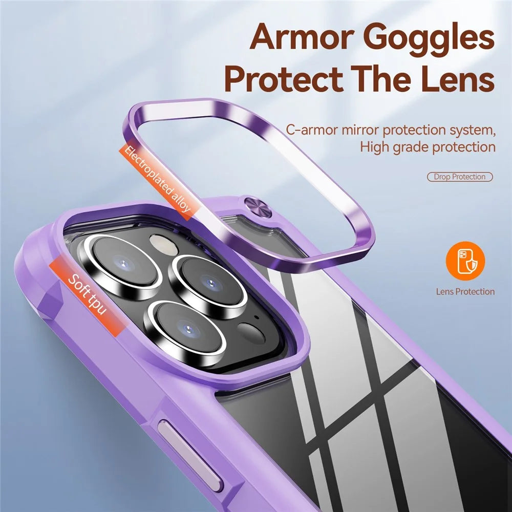 For iPhone 14 Pro 6.1 inch Full Protection Phone Case Anti-drop PC+TPU Mobile Phone Hybrid Back Cover Support Wireless Charging - Purple - 2