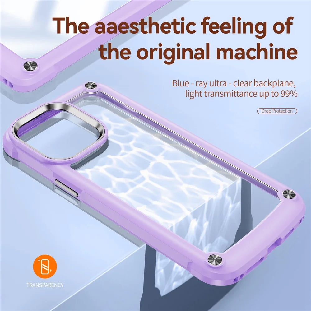 For iPhone 14 Pro 6.1 inch Full Protection Phone Case Anti-drop PC+TPU Mobile Phone Hybrid Back Cover Support Wireless Charging - Purple - 3