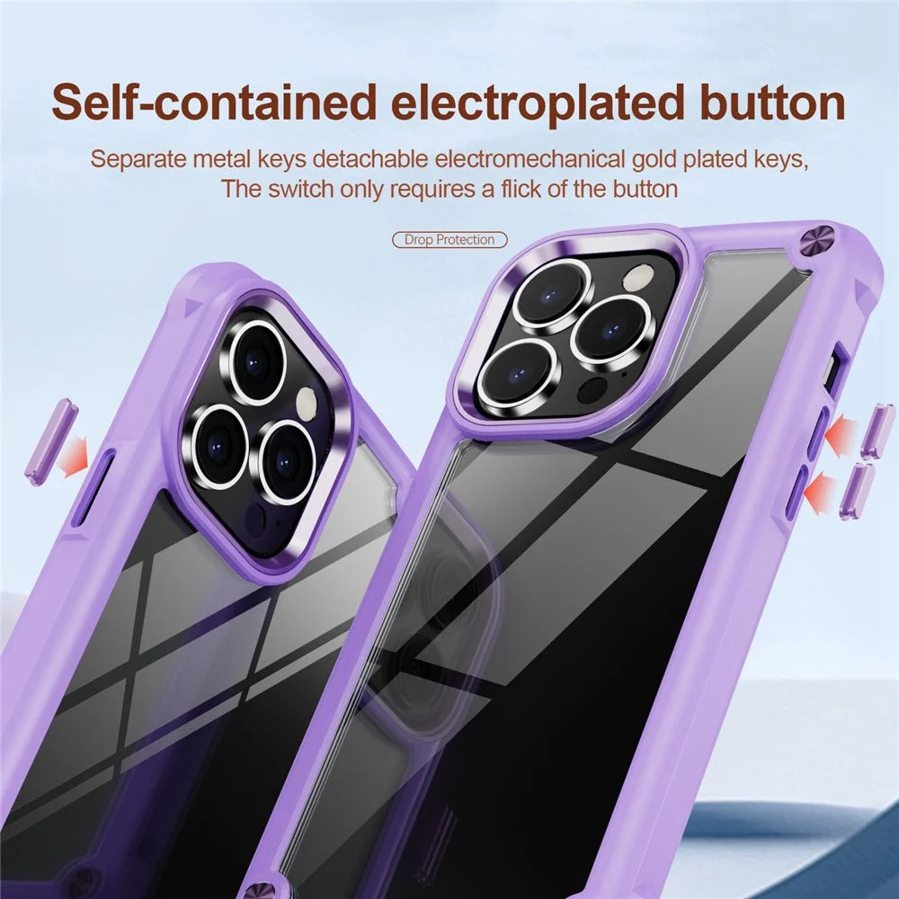For iPhone 14 Pro 6.1 inch Full Protection Phone Case Anti-drop PC+TPU Mobile Phone Hybrid Back Cover Support Wireless Charging - Purple - 4