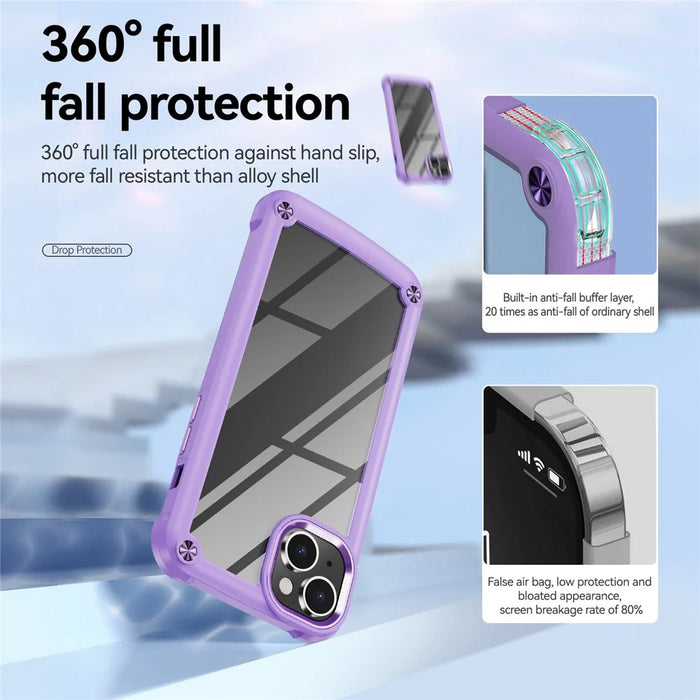 For iPhone 14 Plus 6.7 inch  Phone Case Anti-scratch PC+TPU Mobile Phone Hybrid Back Cover Support Wireless Charging - Purple - 5
