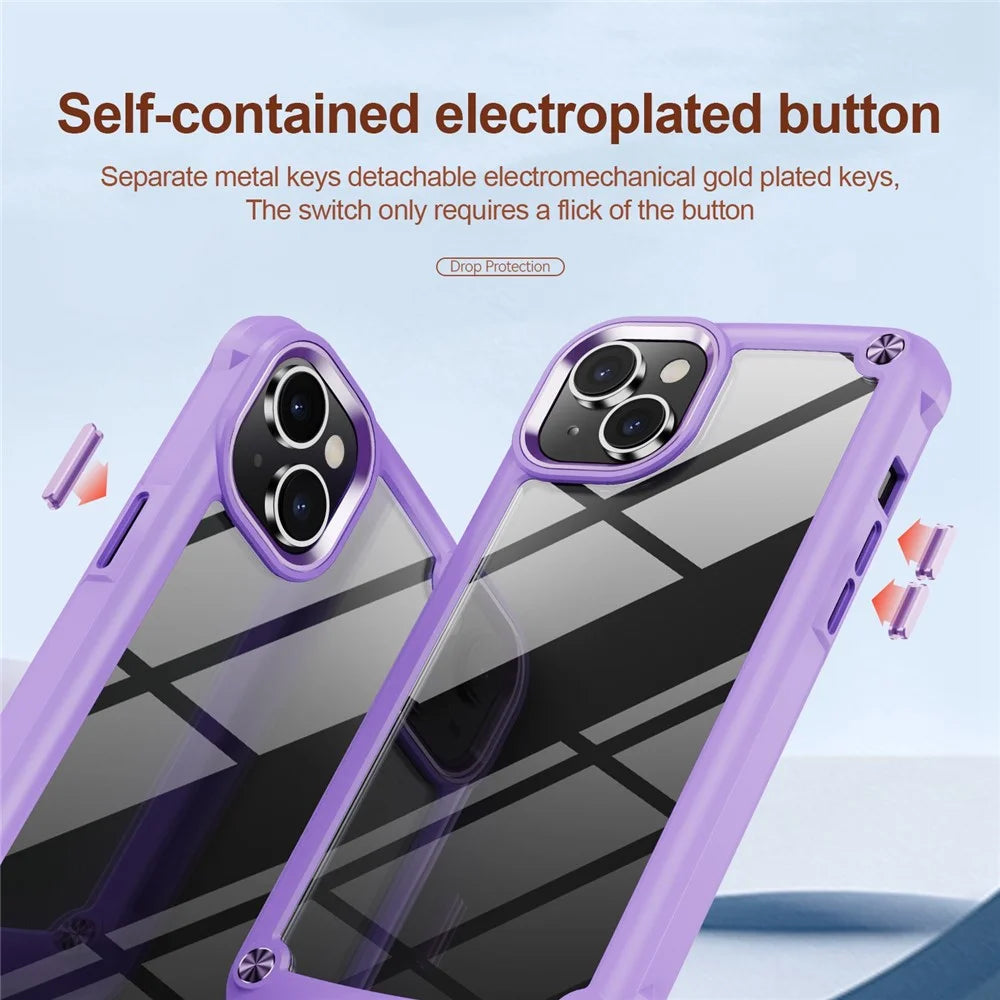 Drop-proof Phone Case for iPhone 14 6.1 inch, PC+TPU Mobile Phone Hybrid Back Cover - Purple - 4