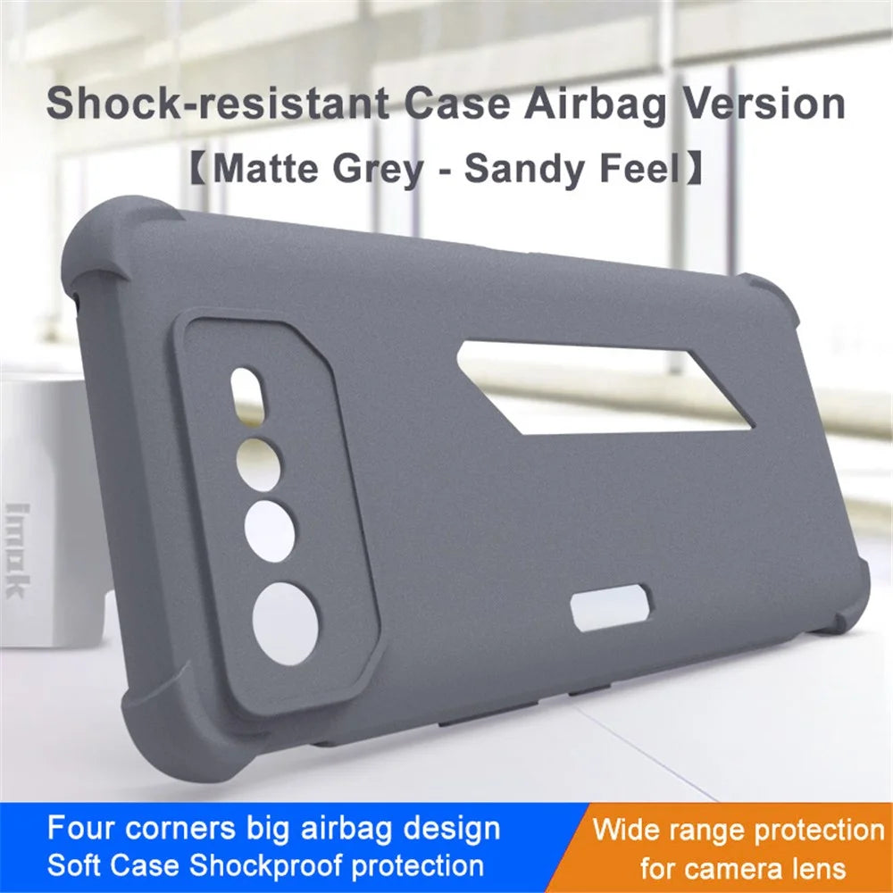 IMAK for Asus ROG Phone 6 5G Matte Texture Drop-proof Airbag TPU Wear-resistant Mobile Phone Case Shell - Grey - 2