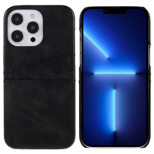 For iPhone 14 Pro 6.1 inch Well-protected Mobile Phone Case Anti-scratch Back Phone Cover with 2 Card Slots - Black - 1