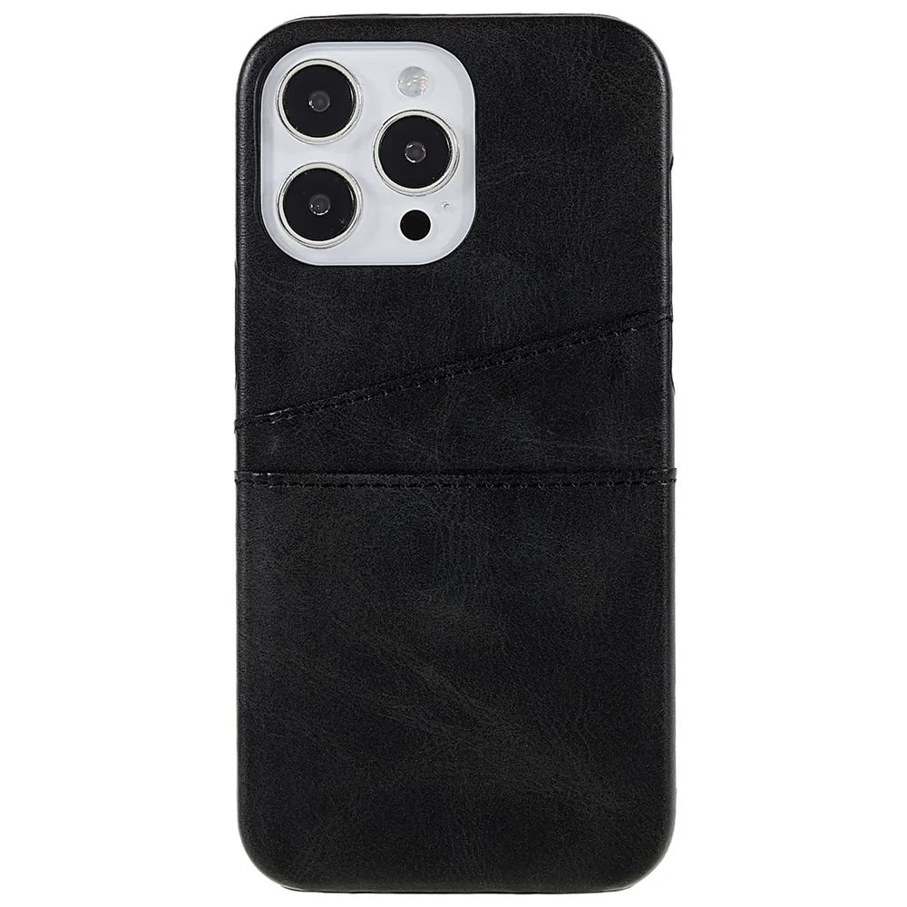 For iPhone 14 Pro 6.1 inch Well-protected Mobile Phone Case Anti-scratch Back Phone Cover with 2 Card Slots - Black - 2