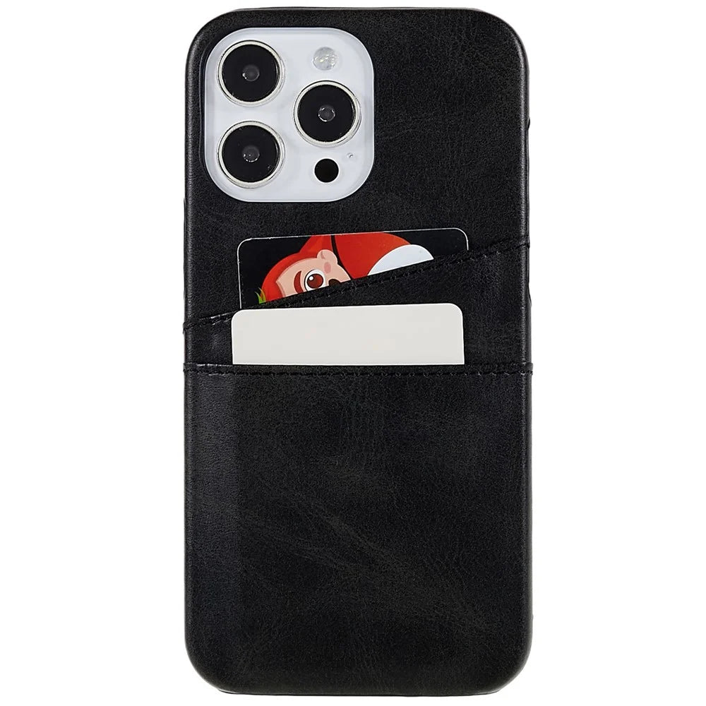 For iPhone 14 Pro 6.1 inch Well-protected Mobile Phone Case Anti-scratch Back Phone Cover with 2 Card Slots - Black - 3