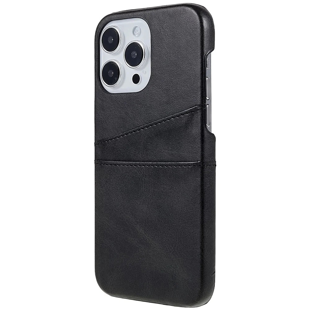 For iPhone 14 Pro 6.1 inch Well-protected Mobile Phone Case Anti-scratch Back Phone Cover with 2 Card Slots - Black - 4