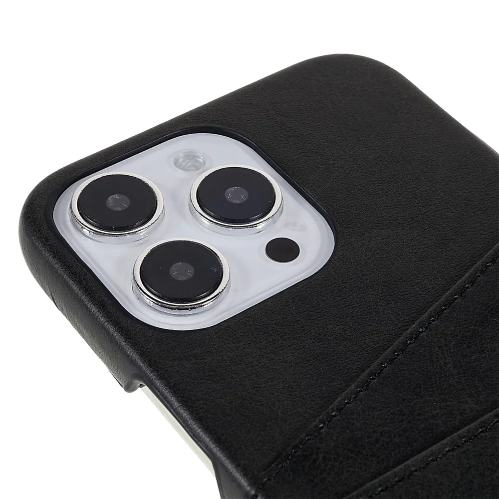 For iPhone 14 Pro 6.1 inch Well-protected Mobile Phone Case Anti-scratch Back Phone Cover with 2 Card Slots - Black - 7