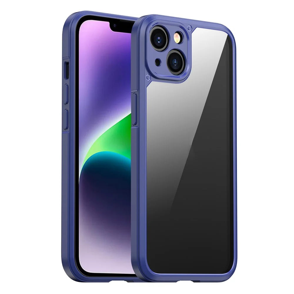 IPAKY For iPhone 14 6.1 inch Anti-scratch Drop Protection Hard PC+TPU Phone Case Mobile Phone Shell - Dark Blue - 1