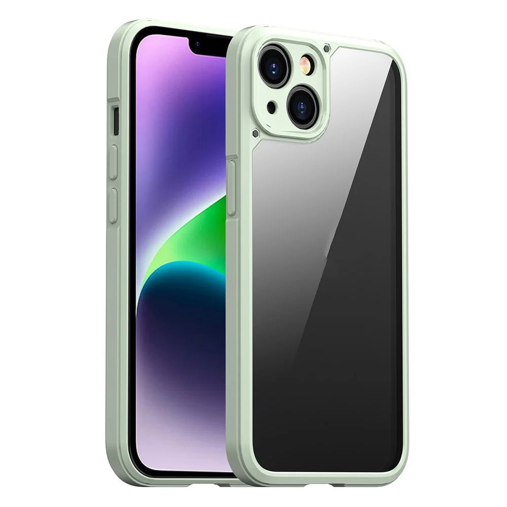 IPAKY For iPhone 14 Plus Hard Phone Case Shockproof PC+TPU Mobile Phone Cover Shell - Matcha Green - 1