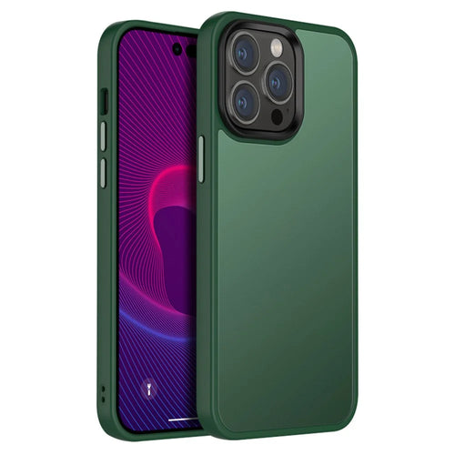 For iPhone 14 Pro 6.1 inch Anti-fall Matte Anti-stains TPU+PC Phone Case Light Slim Lens Protection Back Cover - Blackish Green - 1