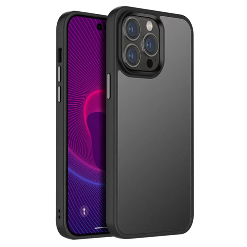 For iPhone 14 6.1 inch Anti-drop Matte Anti-fingerprint TPU+PC Phone Case Light Thin Lens Protection Back Cover - Black - 1