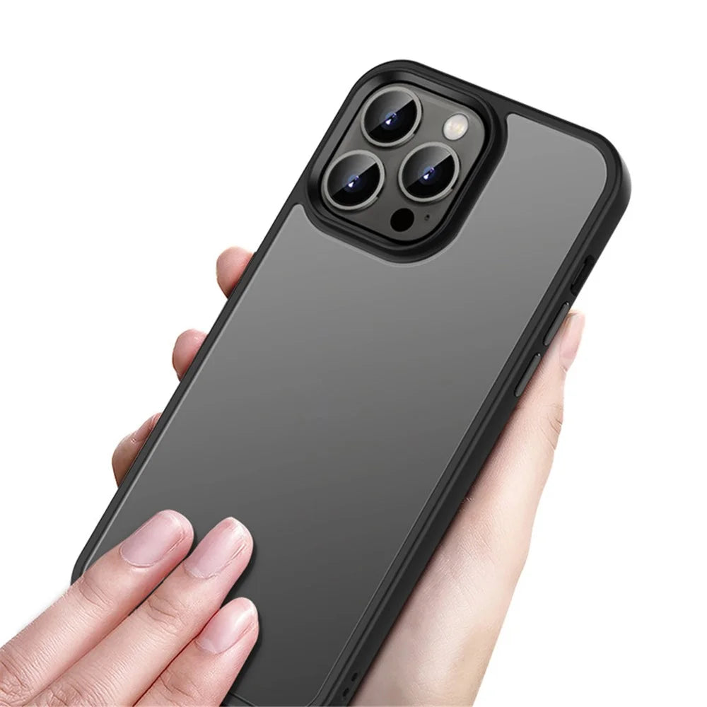 For iPhone 14 6.1 inch Anti-drop Matte Anti-fingerprint TPU+PC Phone Case Light Thin Lens Protection Back Cover - Black - 2