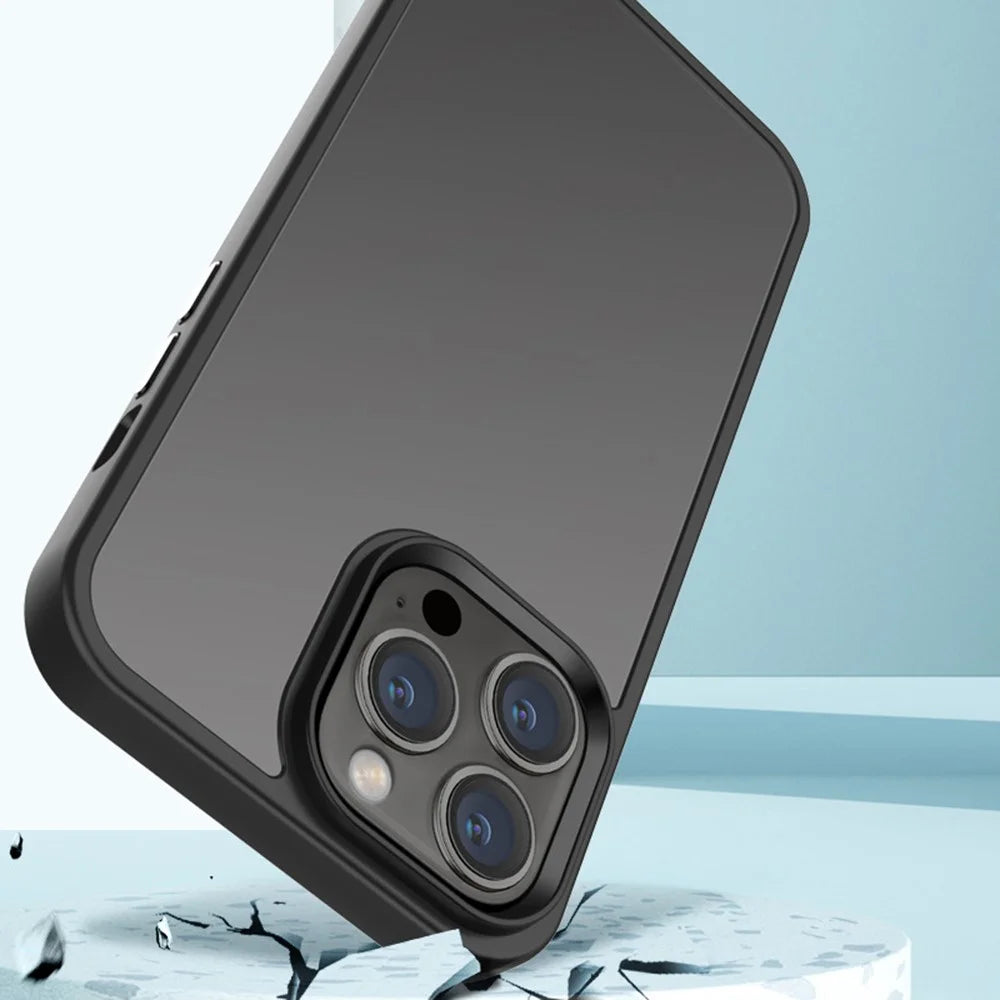 For iPhone 14 6.1 inch Anti-drop Matte Anti-fingerprint TPU+PC Phone Case Light Thin Lens Protection Back Cover - Black - 3