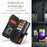 For Samsung Galaxy A52 4G / 5G / A52s 5G Phone Cases with Strap CASEME C30 Zipper Multiple Card Holder PU Leather Cover - Black - 6