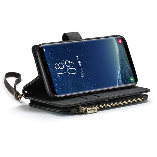 For Samsung Galaxy S20 4G / 5G Phone Cases with Strap CASEME C30 Zipper Multiple Card Holder PU Leather Cover - Black - 2