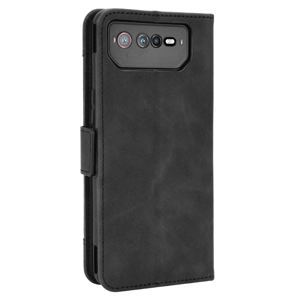 For Asus ROG Phone 6 5G / Phone 6 Pro 5G PU Leather Flip Folio Case Stand Function Multiple Card Slots Wallet Phone Cover - Black - 7
